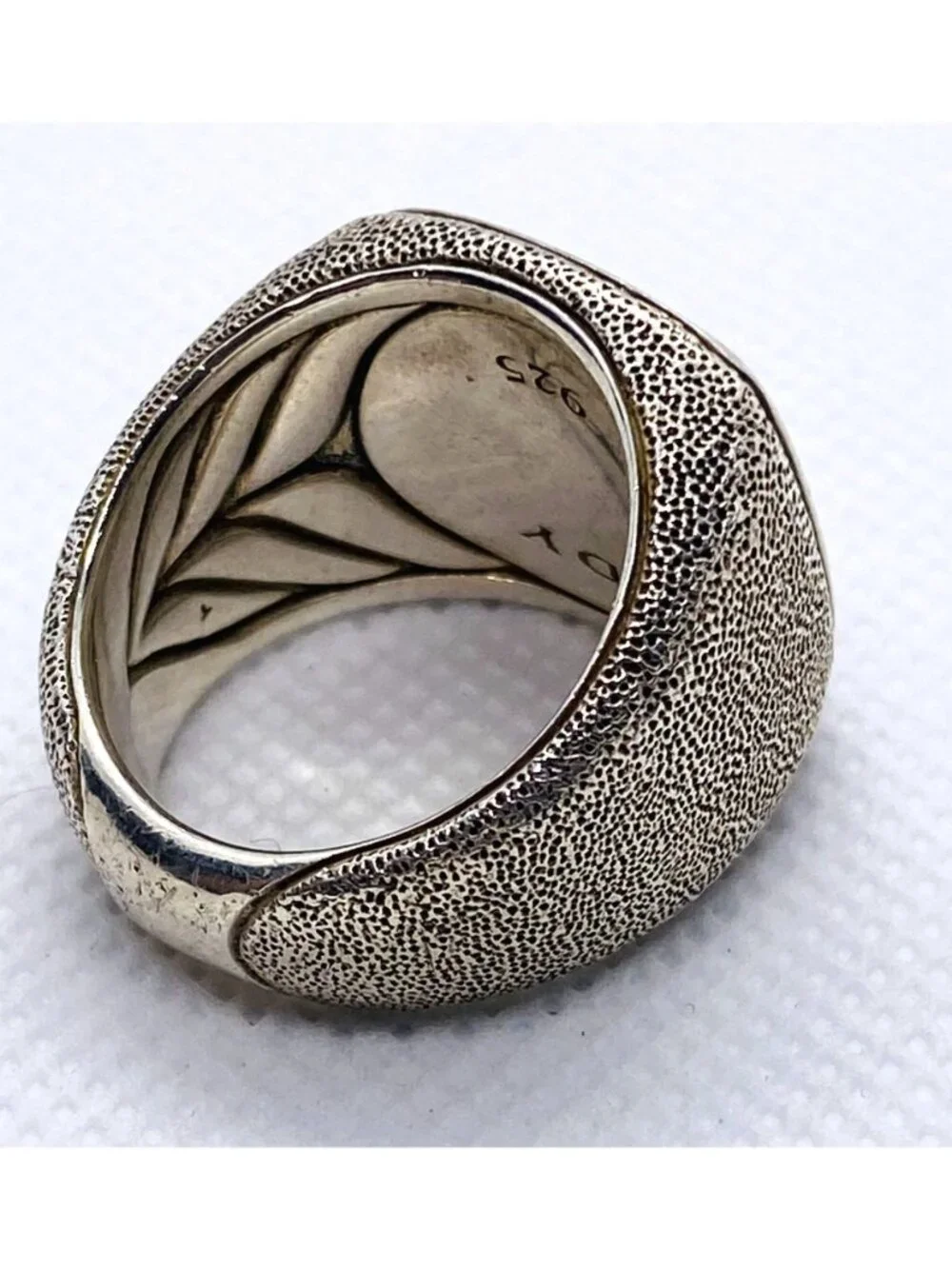 David Yurman Exotic Stone Mens Textured Sterling Silver Ring Size 9